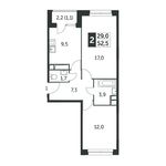 Планировка 2-комнатной квартиры, 52,8 м2