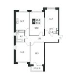 Планировка 4-комнатной квартиры, 97,2 м2