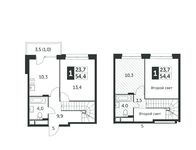 Планировка 1-комнатной квартиры, 54,6 м2