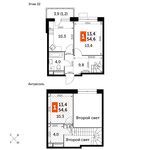 Планировка 1-комнатной квартиры, 54,6 м2