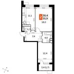 Планировка 2-комнатной квартиры, 55,9 м2