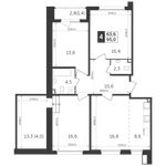 Планировка 4-комнатной квартиры, 95 м2
