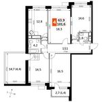 Планировка 4-комнатной квартиры, 101,6 м2