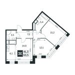Планировка 3-комнатной квартиры, 63,5 м2