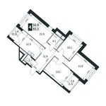 Планировка 4-комнатной квартиры, 83,1 м2