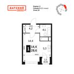 Планировка квартиры студии, 28,5 м2