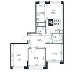 Планировка 4-комнатной квартиры, 86,1 м2