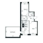 Планировка 2-комнатной квартиры, 59 м2