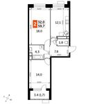 Планировка 2-комнатной квартиры, 59,7 м2