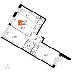 Планировка 3-комнатной квартиры, 65,1 м2