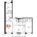 Планировка 3-комнатной квартиры, 101,6 м2