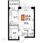 Планировка квартиры студии, 27,2 м2