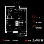 Планировка квартиры студии, 25,6 м2