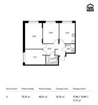 Планировка 3-комнатной квартиры, 71,9 м2