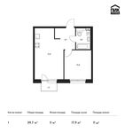 Планировка 1-комнатной квартиры, 39,5 м2