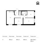 Планировка 3-комнатной квартиры, 70,4 м2