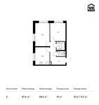 Планировка 2-комнатной квартиры, 47,6 м2
