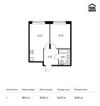 Планировка 1-комнатной квартиры, 38,3 м2