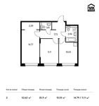 Планировка 2-комнатной квартиры, 52,62 м2
