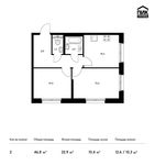 Планировка 2-комнатной квартиры, 46,8 м2