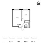 Планировка 1-комнатной квартиры, 37,5 м2
