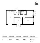 Планировка 3-комнатной квартиры, 71,4 м2