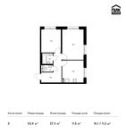 Планировка 2-комнатной квартиры, 52,4 м2