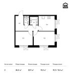 Планировка 2-комнатной квартиры, 46,4 м2