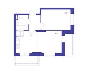 Планировка 2-комнатной квартиры, 43,3 м2