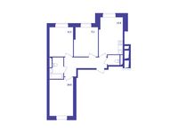 Планировка 3-комнатной квартиры, 68 м2
