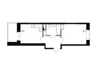 Планировка 1-комнатной квартиры, 34,5 м2