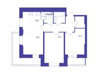Планировка 3-комнатной квартиры, 66 м2
