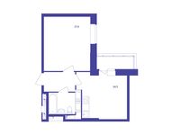 Планировка 1-комнатной квартиры, 41,6 м2