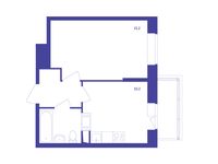Планировка 1-комнатной квартиры, 33,9 м2