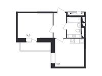 Планировка 1-комнатной квартиры, 39,1 м2