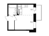 Планировка квартиры студии, 27,4 м2