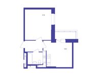 Планировка 1-комнатной квартиры, 41,4 м2
