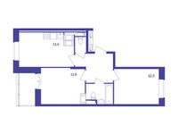 Планировка 2-комнатной квартиры, 52,3 м2