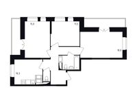 Планировка 3-комнатной квартиры, 75,6 м2