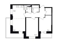 Планировка 3-комнатной квартиры, 66,4 м2