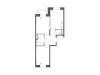 Планировка 2-комнатной квартиры, 53,8 м2