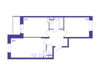 Планировка 2-комнатной квартиры, 52,7 м2