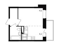 Планировка квартиры студии, 26,4 м2