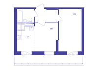 Планировка 2-комнатной квартиры, 46,3 м2