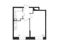 Планировка 1-комнатной квартиры, 34,9 м2