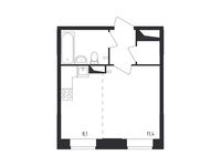 Планировка 1-комнатной квартиры, 27,7 м2