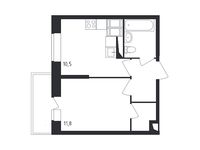 Планировка 1-комнатной квартиры, 32,5 м2