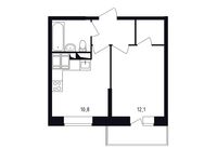 Планировка 1-комнатной квартиры, 33,4 м2
