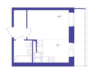 Планировка 1-комнатной квартиры, 27,9 м2