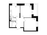 Планировка 2-комнатной квартиры, 47,7 м2